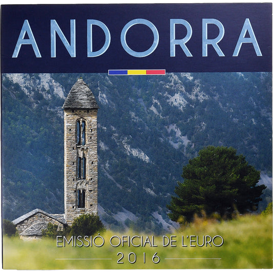 Andorra, 
  
  Készlet 1 ct. - 2 euró, 
  
  Érme kártya. BU