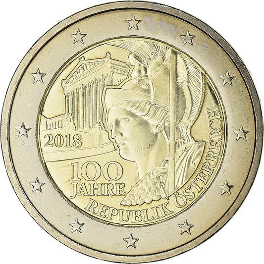 Ausztria, 
  
  2 euró, 
  
  100 ans de la République