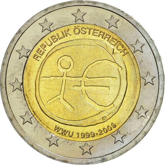 Ausztria, 
  
  2 euró, 
  
  10 Jahre Euro